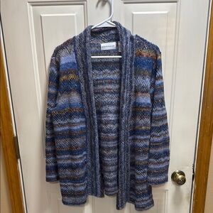 Alfred Dunner Multicolor Fall Colors Striped Knit Open Cardigan size S